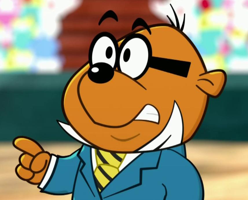 A scared Penfold pointing his finger
