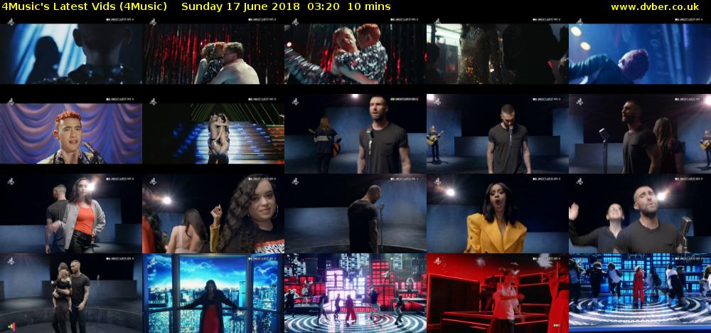 4Music's Latest Vids (4Music) Sunday 17 June 2018 03:20 - 03:30