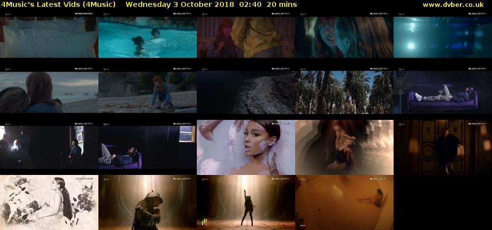 4Music's Latest Vids (4Music) Wednesday 3 October 2018 02:40 - 03:00