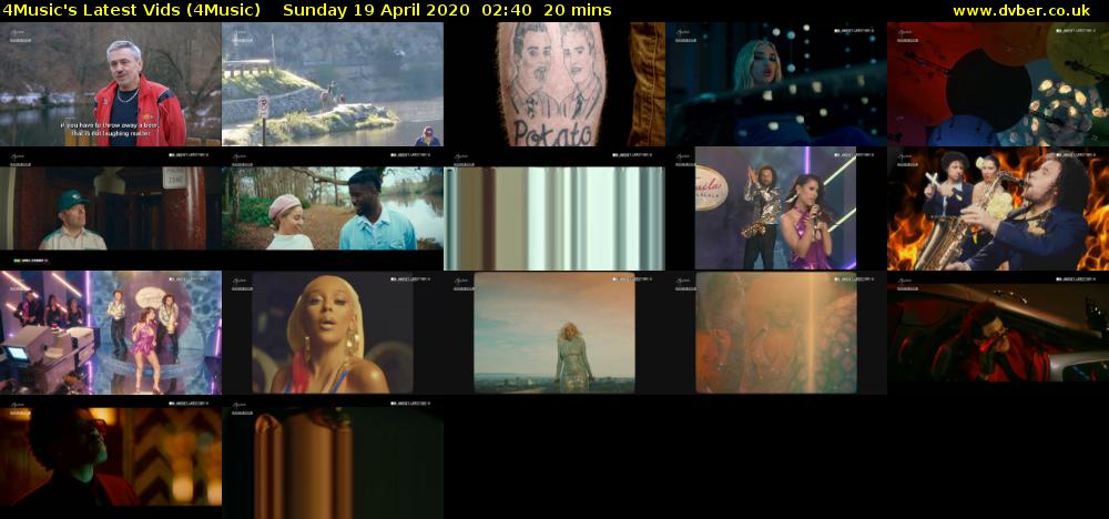 4Music's Latest Vids (4Music) Sunday 19 April 2020 02:40 - 03:00