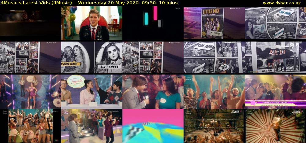 4Music's Latest Vids (4Music) Wednesday 20 May 2020 09:50 - 10:00