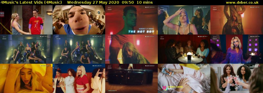 4Music's Latest Vids (4Music) Wednesday 27 May 2020 09:50 - 10:00