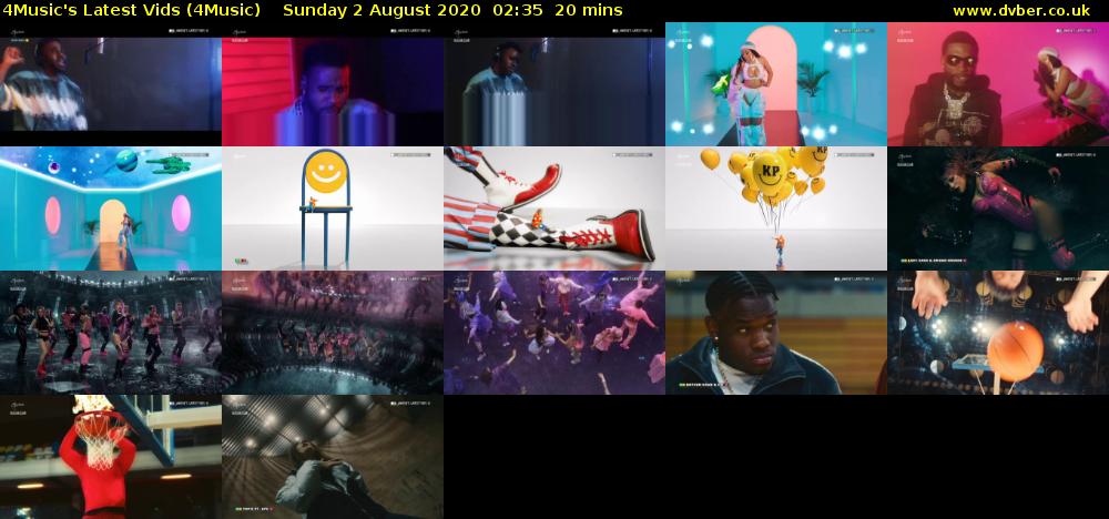 4Music's Latest Vids (4Music) Sunday 2 August 2020 02:35 - 02:55
