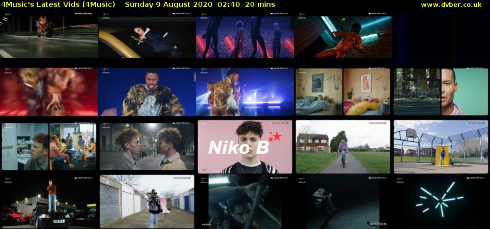 4Music's Latest Vids (4Music) Sunday 9 August 2020 02:40 - 03:00