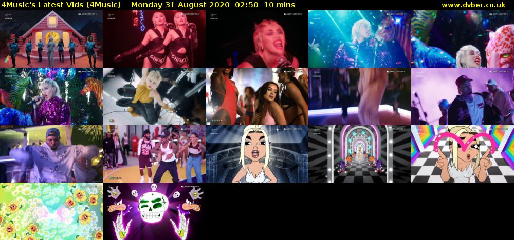4Music's Latest Vids (4Music) Monday 31 August 2020 02:50 - 03:00