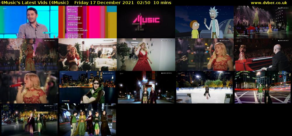 4Music's Latest Vids (4Music) Friday 17 December 2021 02:50 - 03:00