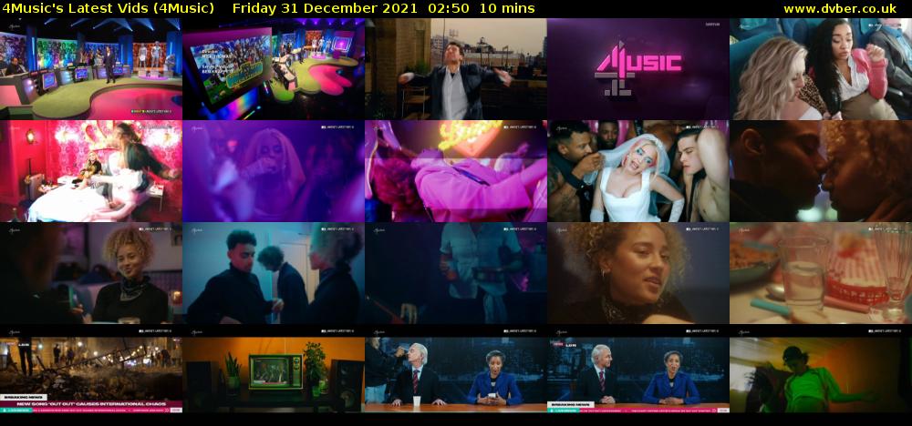4Music's Latest Vids (4Music) Friday 31 December 2021 02:50 - 03:00