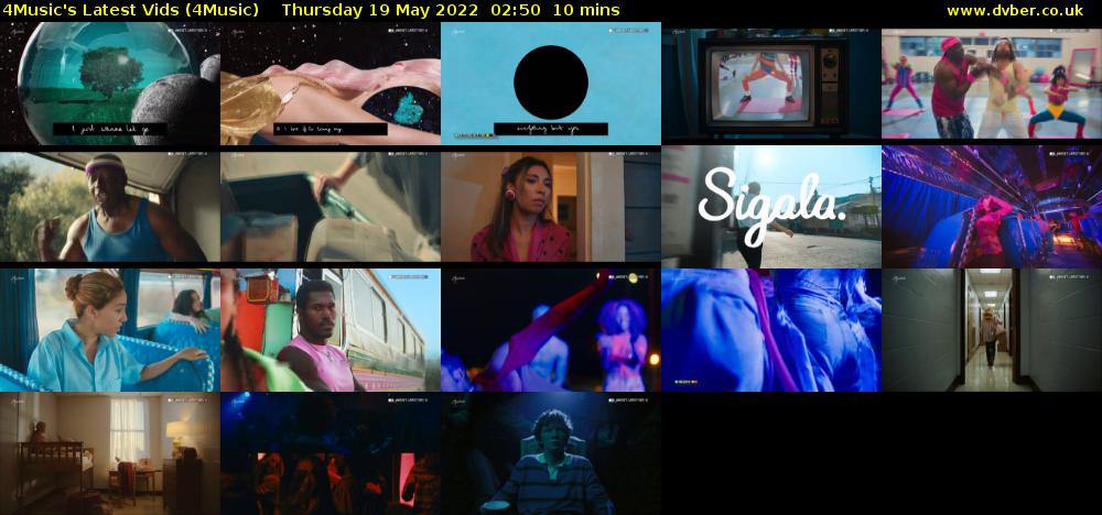 4Music's Latest Vids (4Music) Thursday 19 May 2022 02:50 - 03:00
