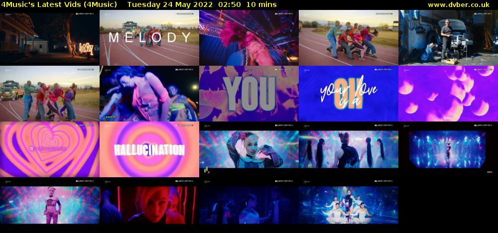 4Music's Latest Vids (4Music) Tuesday 24 May 2022 02:50 - 03:00