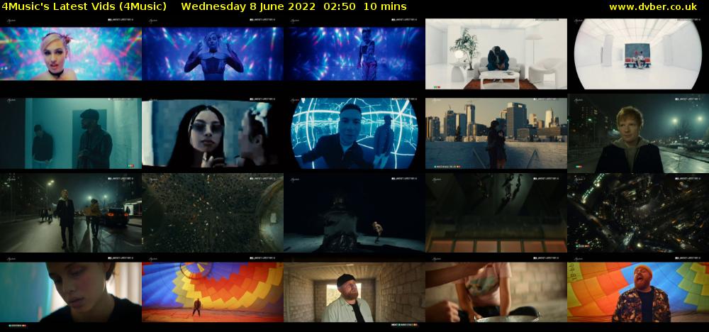 4Music's Latest Vids (4Music) Wednesday 8 June 2022 02:50 - 03:00