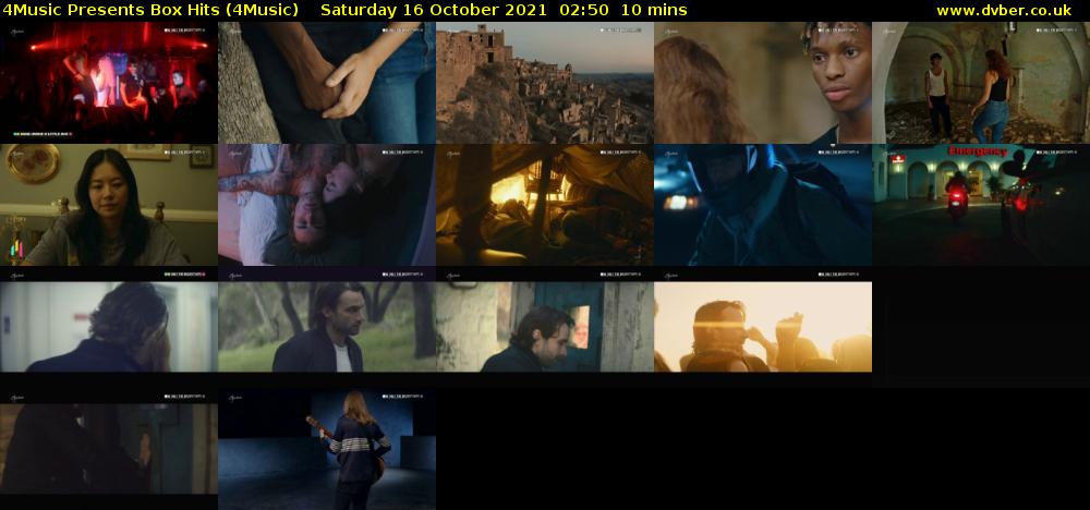 4Music Presents Box Hits (4Music) Saturday 16 October 2021 02:50 - 03:00