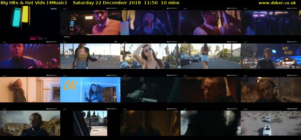 Big Hits & Hot Vids (4Music) Saturday 22 December 2018 11:50 - 12:00