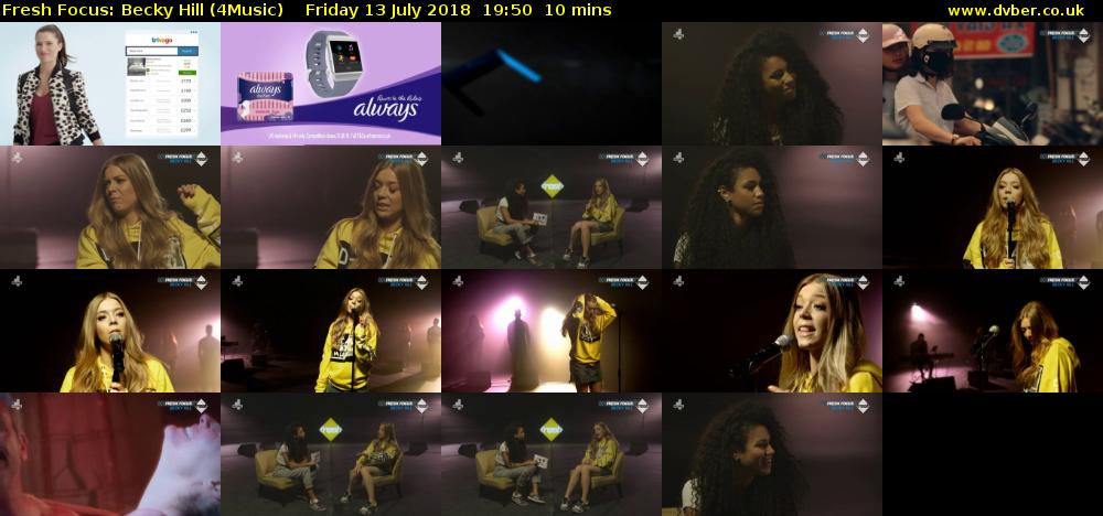 Fresh Focus: Becky Hill (4Music) Friday 13 July 2018 19:50 - 20:00