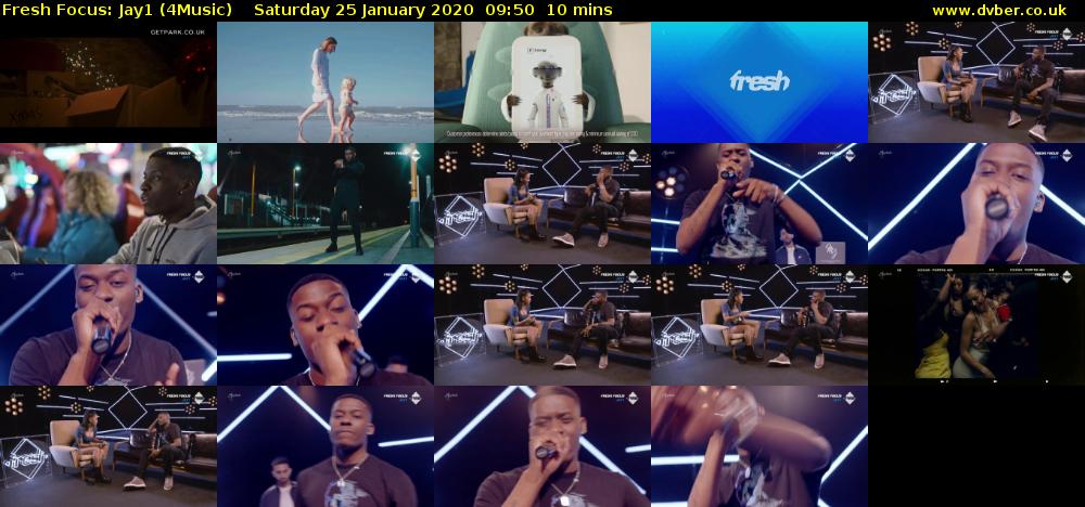 Fresh Focus: Jay1 (4Music) Saturday 25 January 2020 09:50 - 10:00