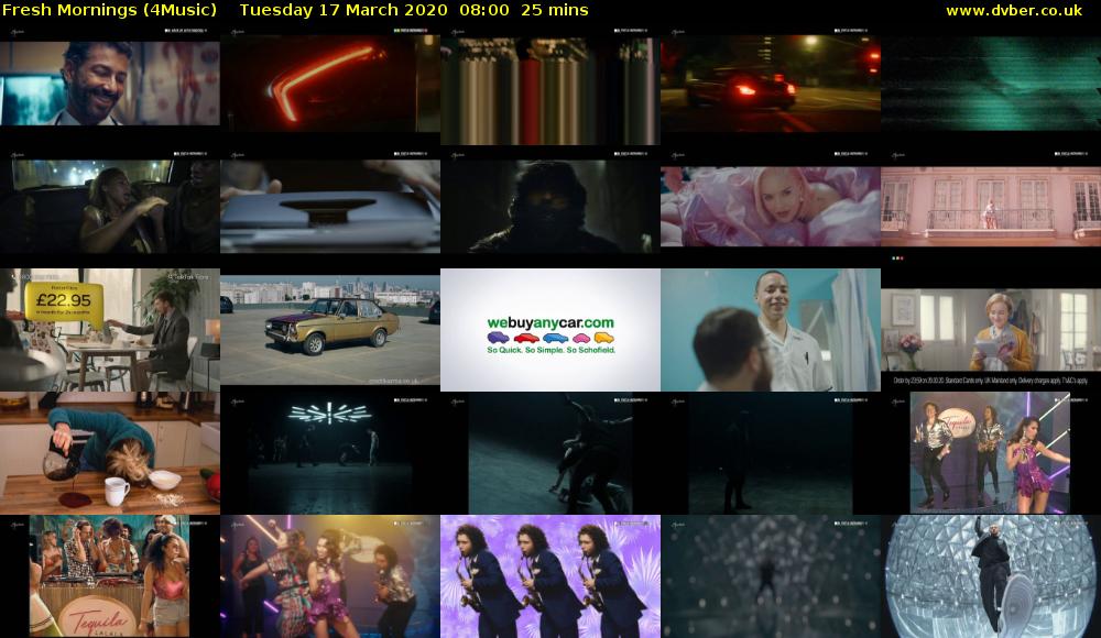 Fresh Mornings (4Music) Tuesday 17 March 2020 08:00 - 08:25