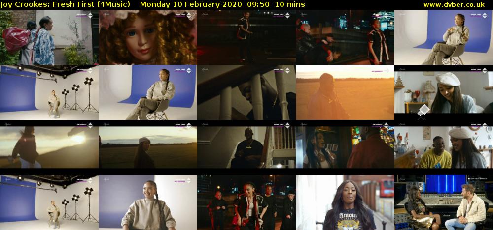 Joy Crookes: Fresh First (4Music) Monday 10 February 2020 09:50 - 10:00