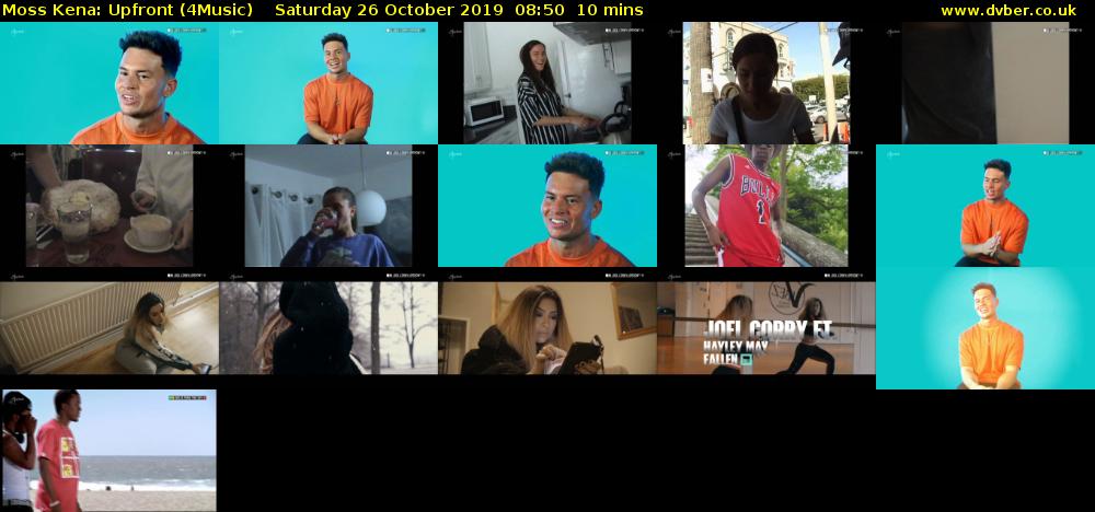 Moss Kena: Upfront (4Music) Saturday 26 October 2019 08:50 - 09:00
