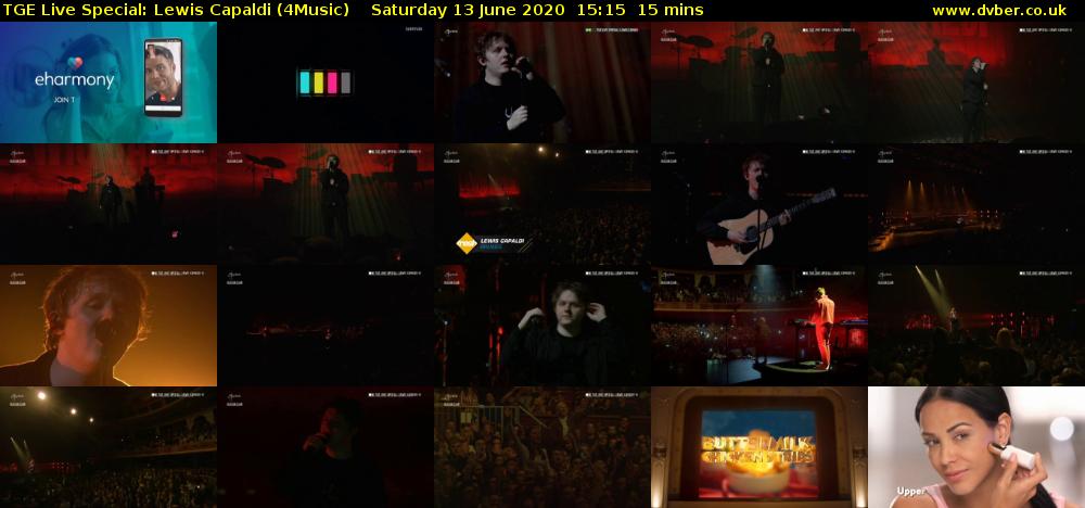 TGE Live Special: Lewis Capaldi (4Music) Saturday 13 June 2020 15:15 - 15:30