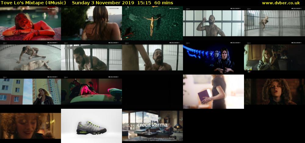 Tove Lo's Mixtape (4Music) Sunday 3 November 2019 15:15 - 16:15