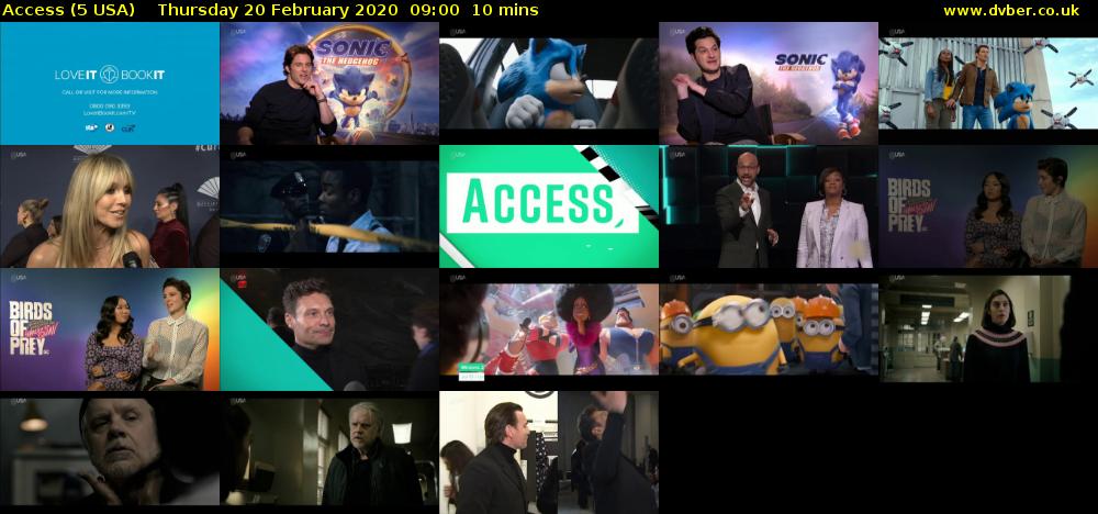 Access (5 USA) Thursday 20 February 2020 09:00 - 09:10