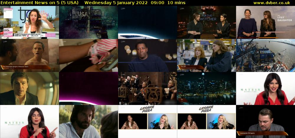 Entertainment News on 5 (5 USA) Wednesday 5 January 2022 09:00 - 09:10