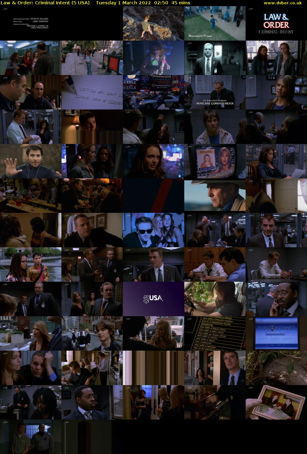 Law & Order: Criminal Intent (5 USA) Tuesday 1 March 2022 02:50 - 03:35