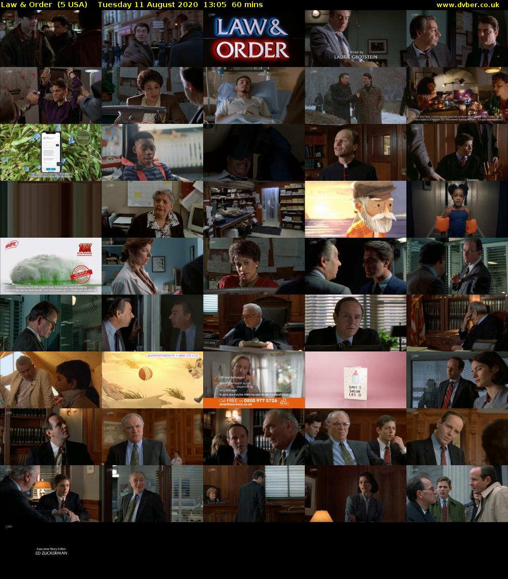 Law & Order  (5 USA) Tuesday 11 August 2020 13:05 - 14:05