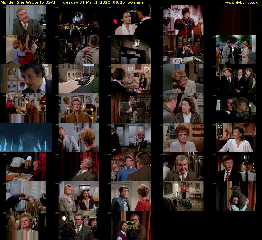 Murder She Wrote (5 USA) Tuesday 31 March 2020 09:25 - 10:15