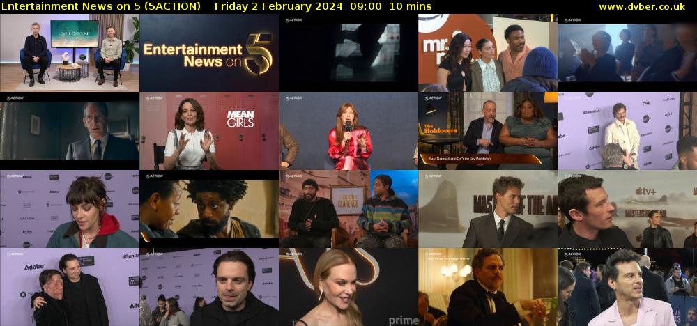Entertainment News on 5 (5ACTION) Friday 2 February 2024 09:00 - 09:10