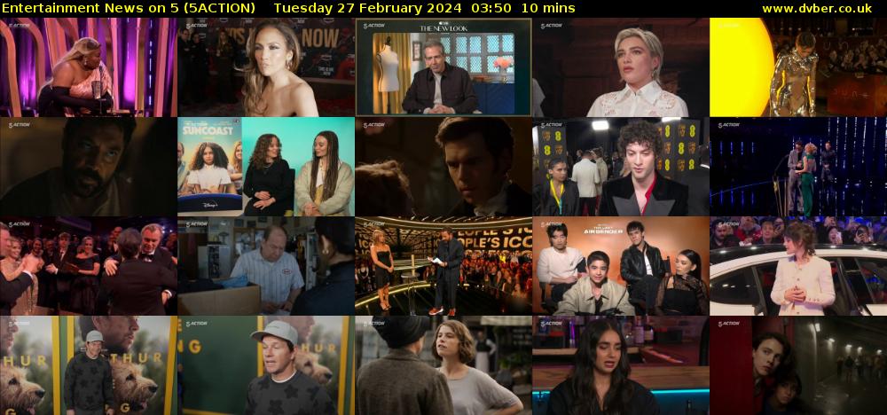 Entertainment News on 5 (5ACTION) Tuesday 27 February 2024 03:50 - 04:00