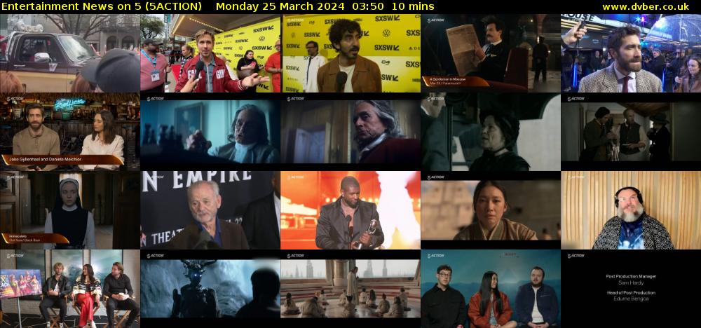 Entertainment News on 5 (5ACTION) Monday 25 March 2024 03:50 - 04:00