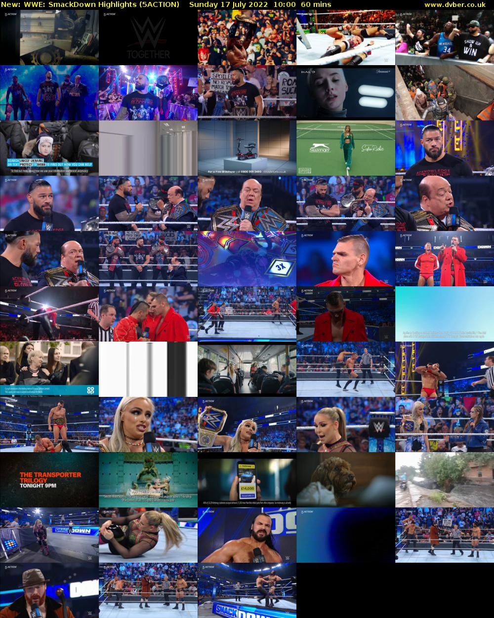 WWE: SmackDown Highlights (5ACTION) Sunday 17 July 2022 10:00 - 11:00