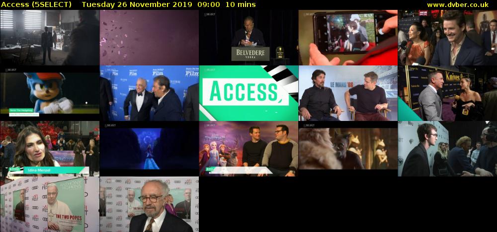 Access (5SELECT) Tuesday 26 November 2019 09:00 - 09:10