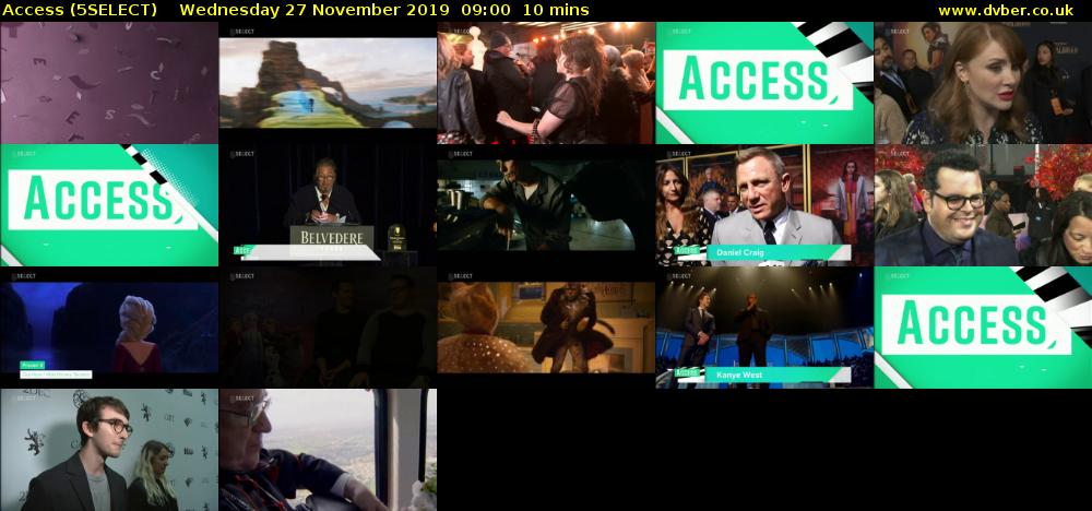 Access (5SELECT) Wednesday 27 November 2019 09:00 - 09:10