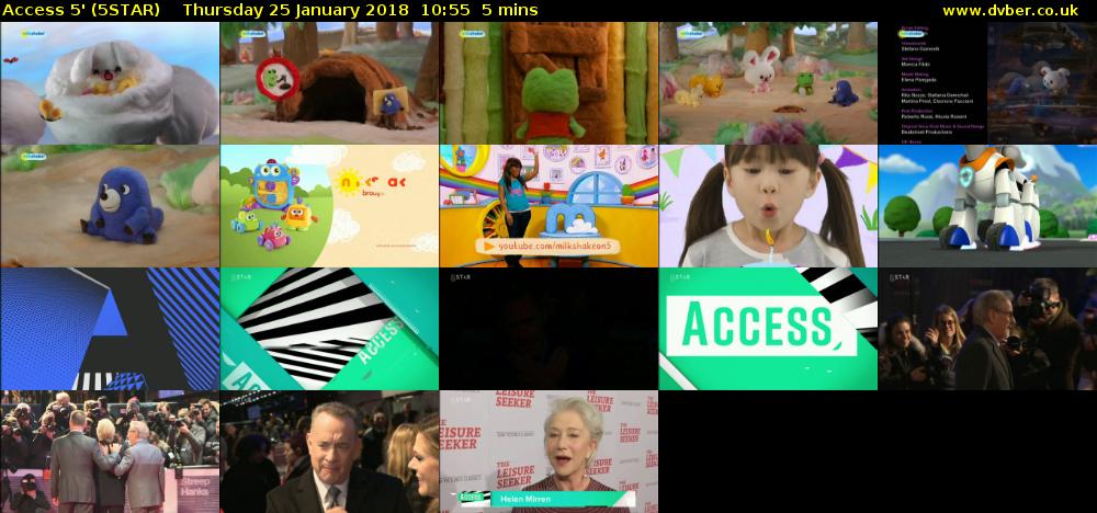 Access 5' (5STAR) Thursday 25 January 2018 10:55 - 11:00