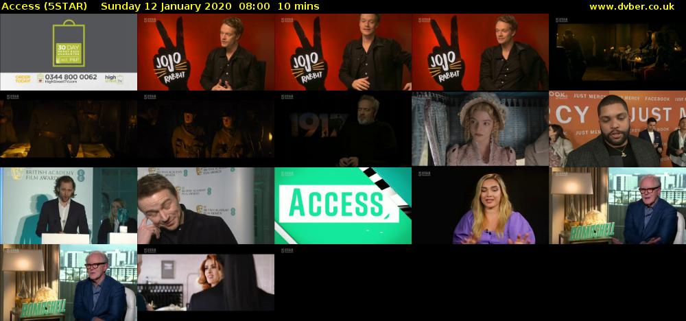 Access (5STAR) Sunday 12 January 2020 08:00 - 08:10