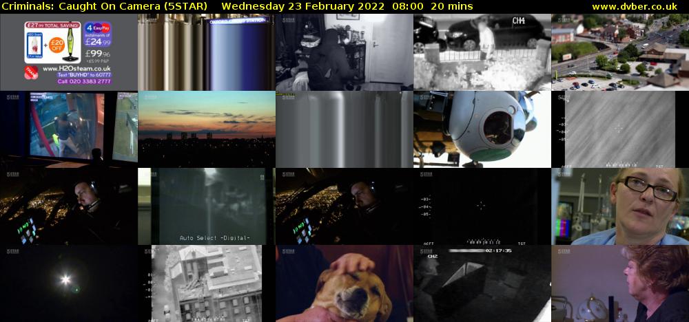 Criminals: Caught On Camera (5STAR) Wednesday 23 February 2022 08:00 - 08:20