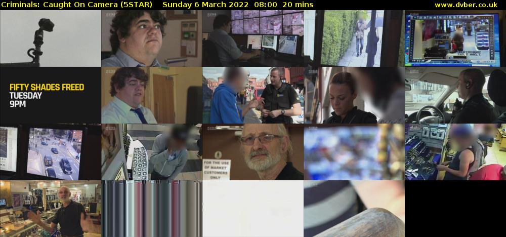 Criminals: Caught On Camera (5STAR) Sunday 6 March 2022 08:00 - 08:20