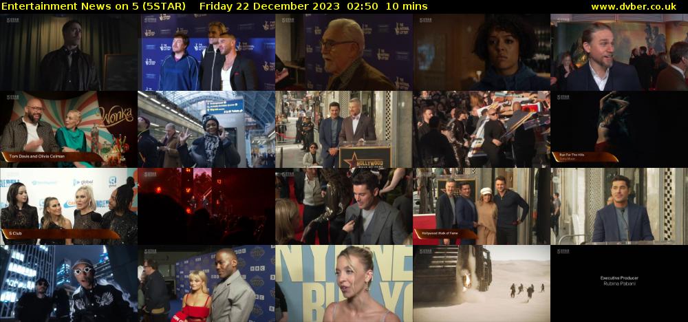 Entertainment News on 5 (5STAR) Friday 22 December 2023 02:50 - 03:00
