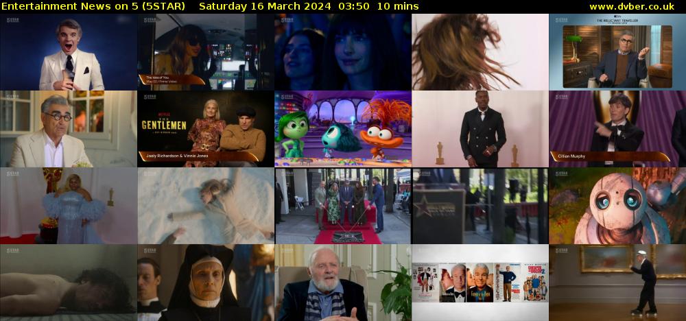Entertainment News on 5 (5STAR) Saturday 16 March 2024 03:50 - 04:00