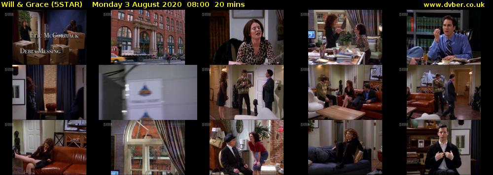 Will & Grace (5STAR) Monday 3 August 2020 08:00 - 08:20