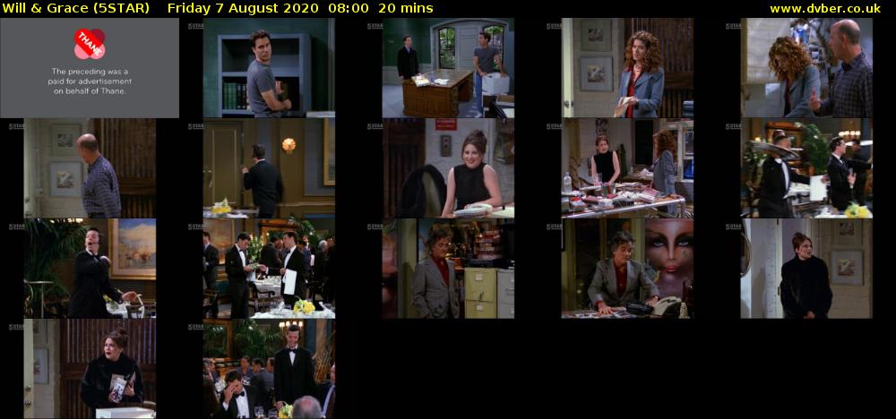 Will & Grace (5STAR) Friday 7 August 2020 08:00 - 08:20