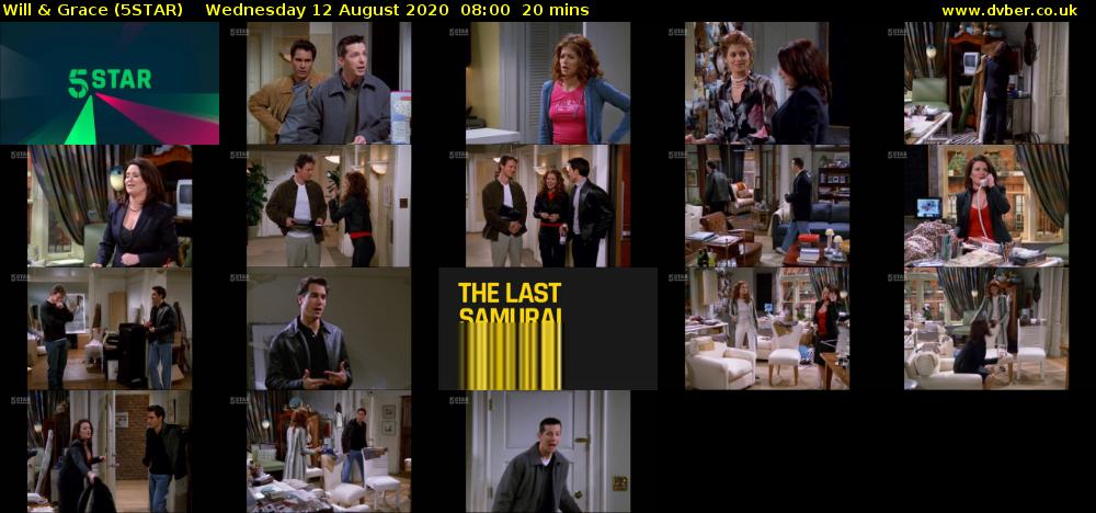 Will & Grace (5STAR) Wednesday 12 August 2020 08:00 - 08:20