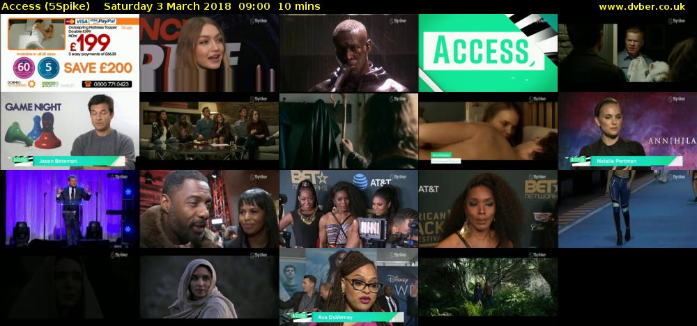 Access (5Spike) Saturday 3 March 2018 09:00 - 09:10