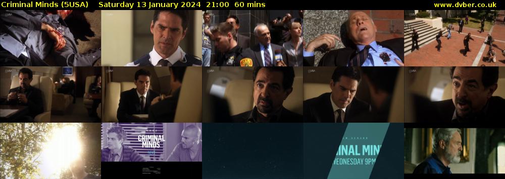 Criminal Minds (5USA) Saturday 13 January 2024 21:00 - 22:00