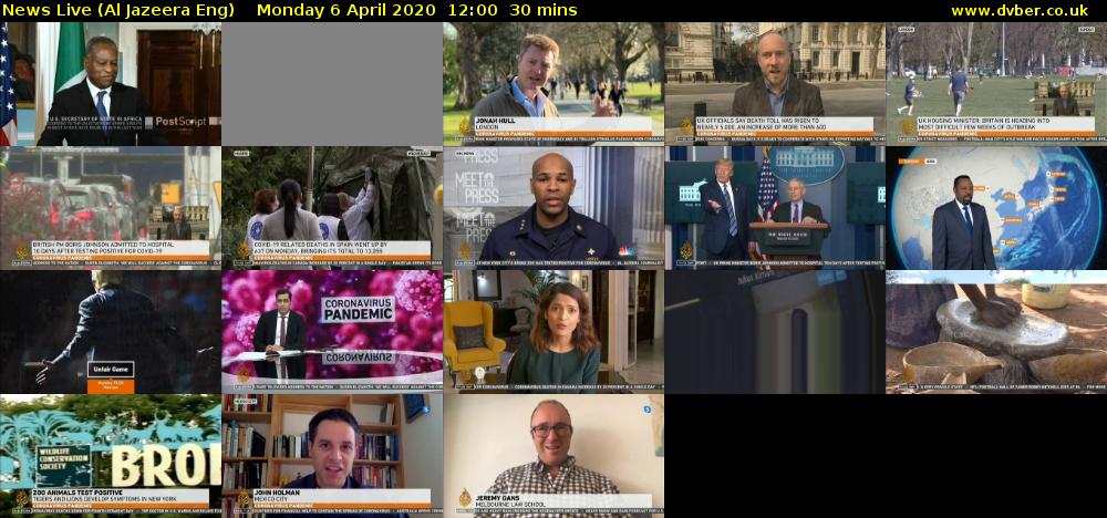 News Live (Al Jazeera Eng) Monday 6 April 2020 12:00 - 12:30