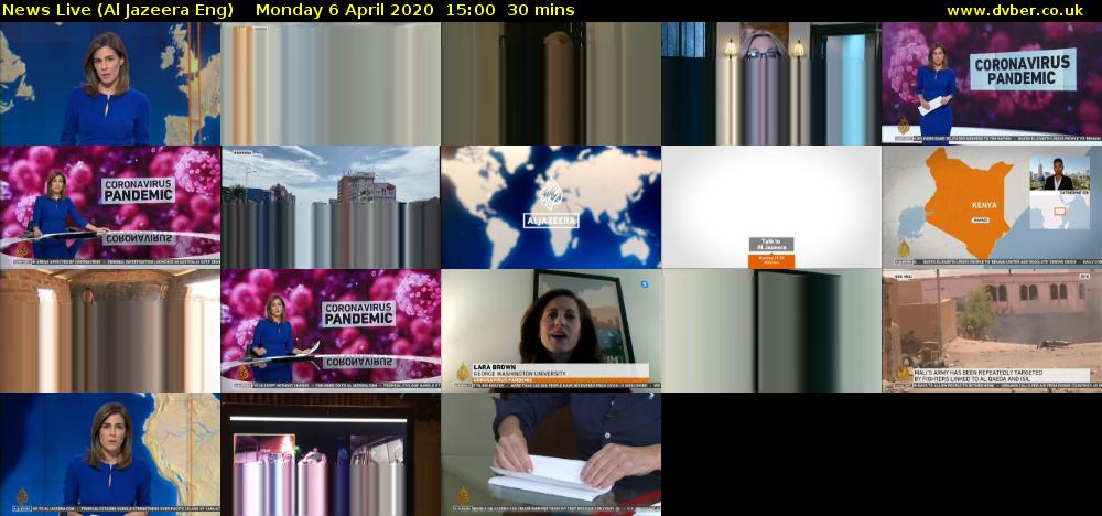 News Live (Al Jazeera Eng) Monday 6 April 2020 15:00 - 15:30