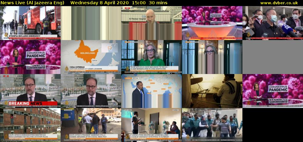 News Live (Al Jazeera Eng) Wednesday 8 April 2020 15:00 - 15:30