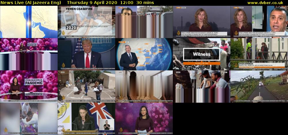 News Live (Al Jazeera Eng) Thursday 9 April 2020 12:00 - 12:30