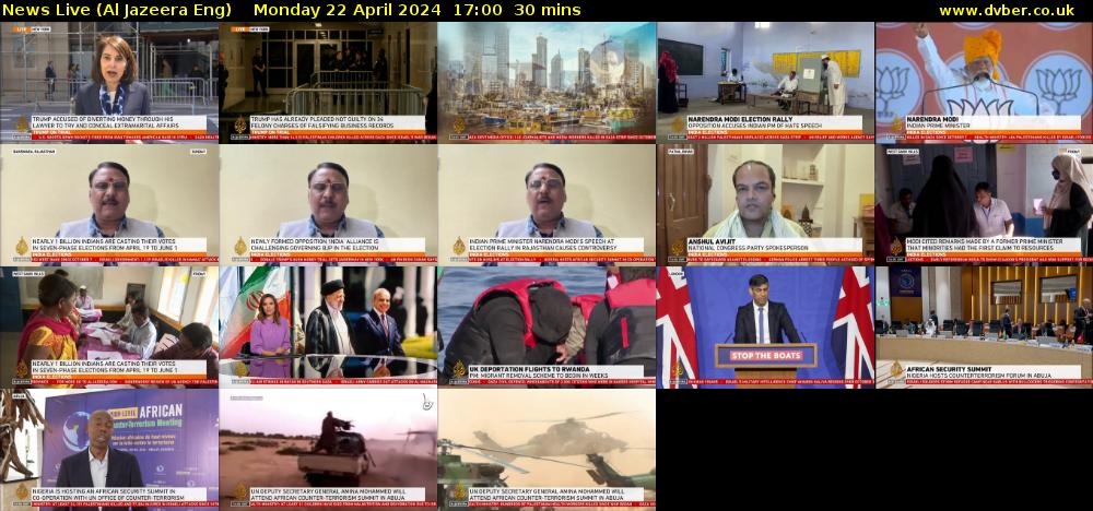 News Live (Al Jazeera Eng) Monday 22 April 2024 17:00 - 17:30